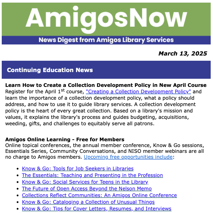 AmigosNow newsletter