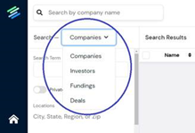 new funding and deal search screenshot