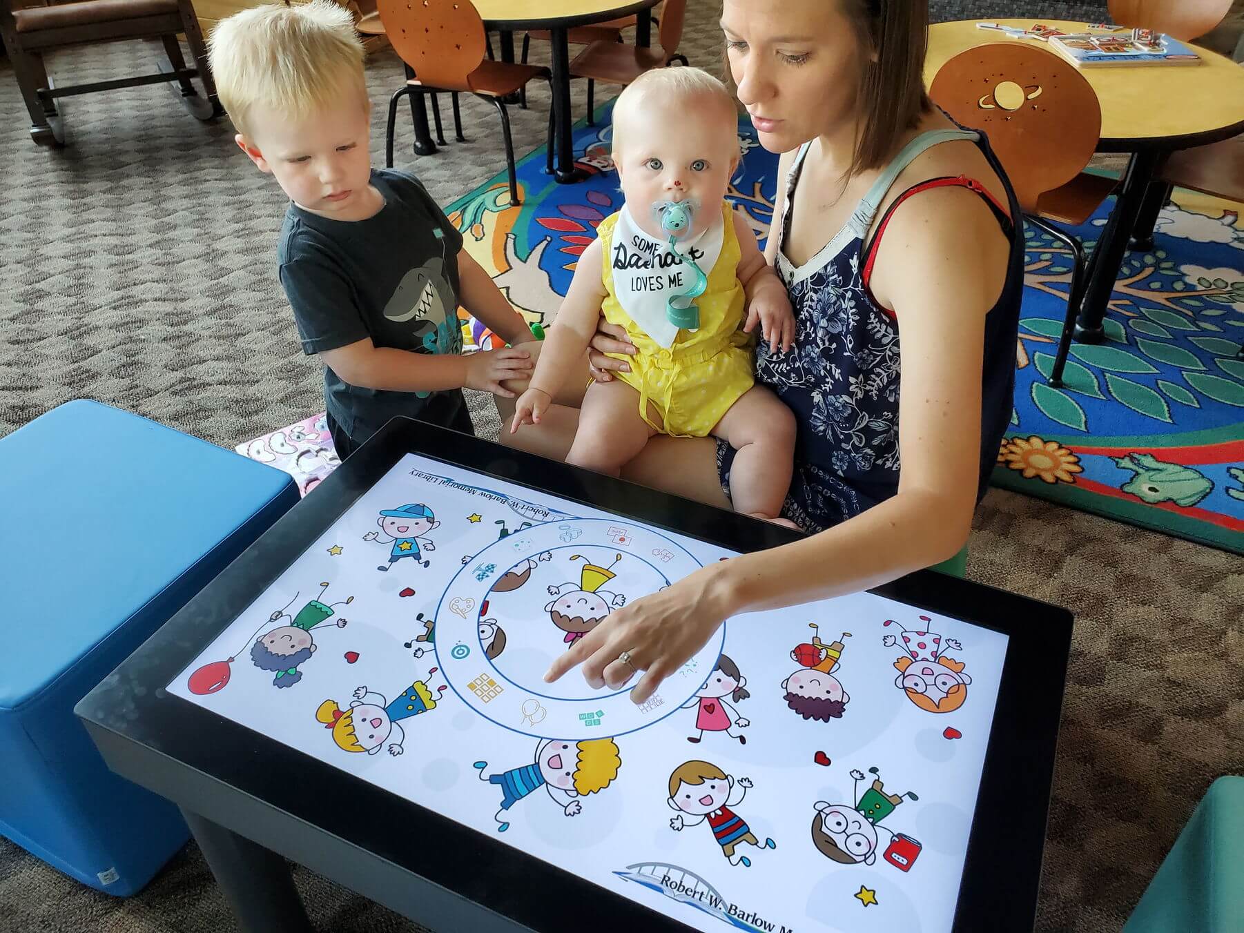Robert W. Barlow Memorial Library PLAY touch table in use-1