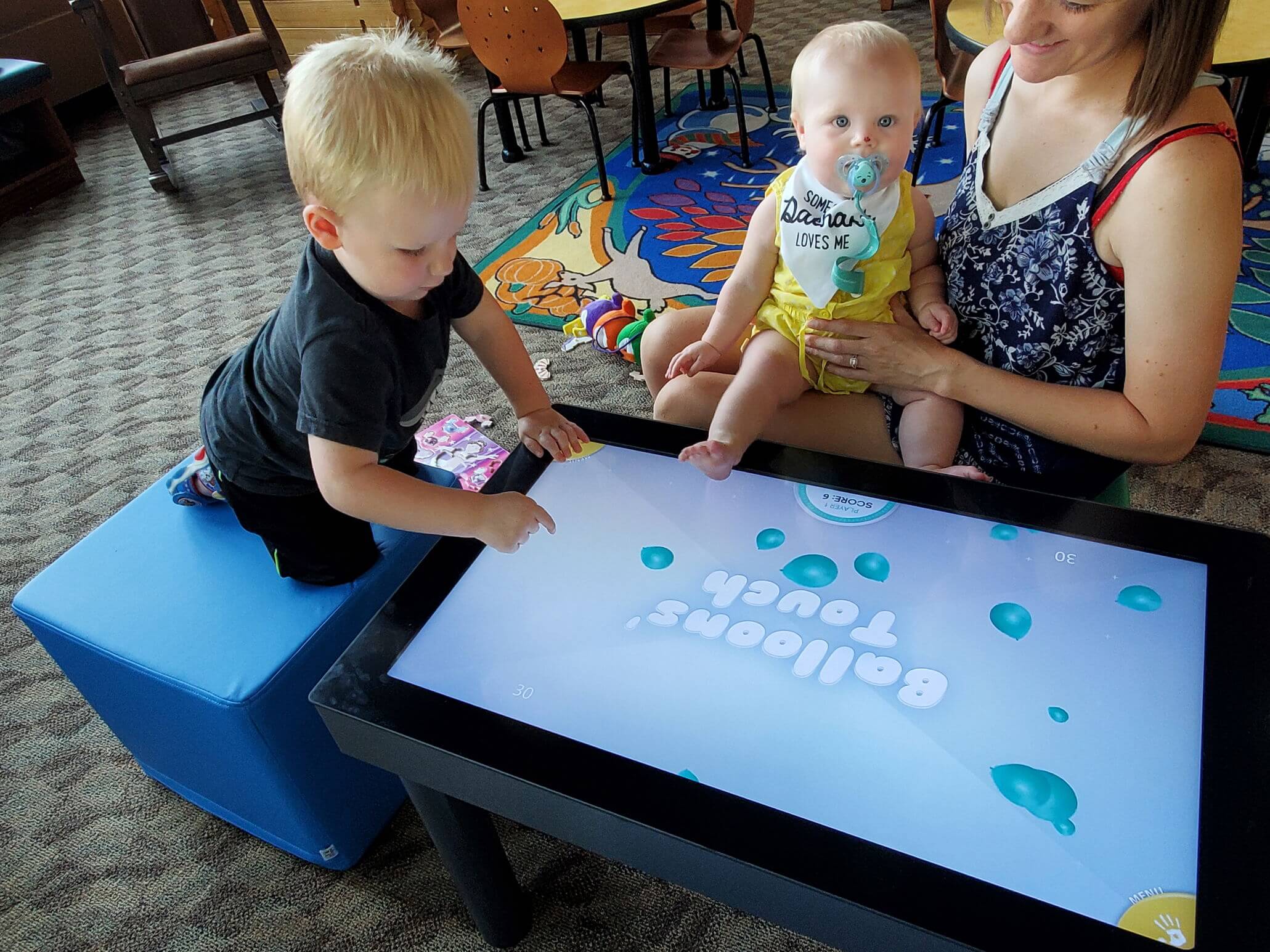 Robert W. Barlow Memorial Library PLAY touch table in use-2